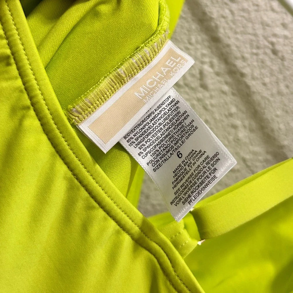 MICHAEL Michael Kors O-Ring One Piece Swimsuit Limeaid NWT Size 6 - Picture 5 of 8